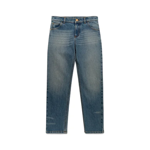 Stonewashed Straight-Leg Jeans