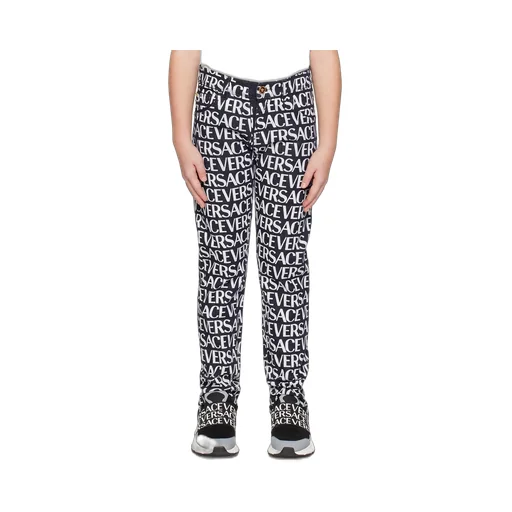 Metallic Logo Print Jeans
