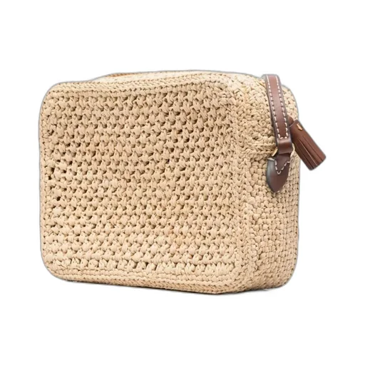 Eyes-Appliqu Woven Crossbody Bag