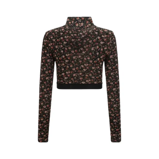 Floral-Print Mock Neck Cropped Top