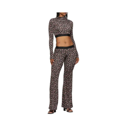 Floral-Print Mock Neck Cropped Top
