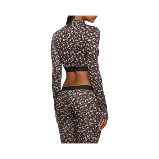 Floral-Print Mock Neck Cropped Top