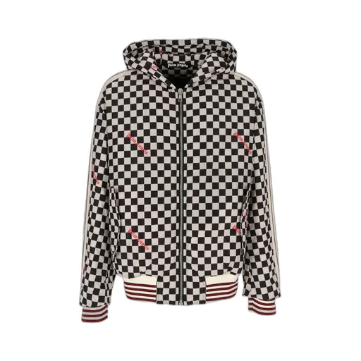 Palm Angels Check Printed Hooded Jacket