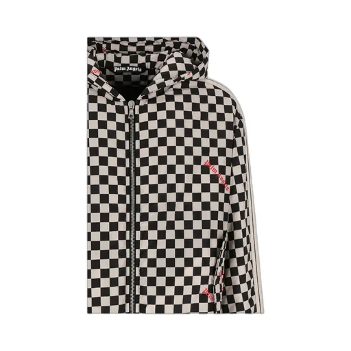 Palm Angels Check Printed Hooded Jacket