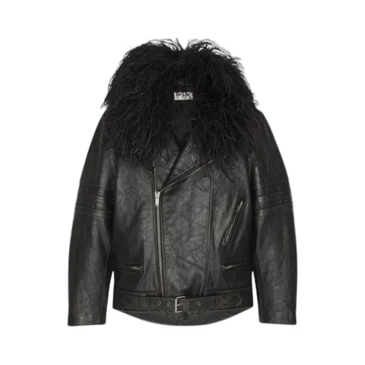 Long-Sleeved Leather Jacket