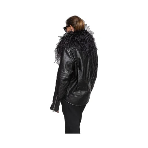 Long-Sleeved Leather Jacket