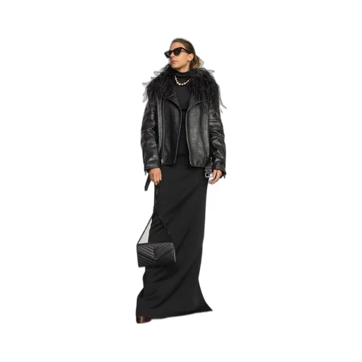 Long-Sleeved Leather Jacket