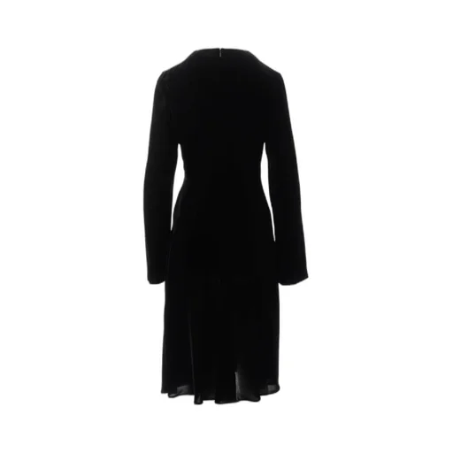 V-Neck Long-Sleeve Midi Dress