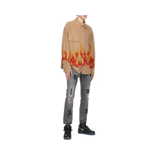 Flame-Print Long-Sleeve Shirt