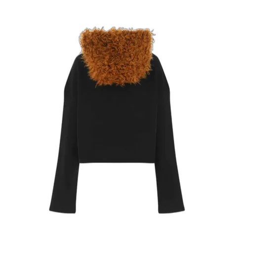 Furry-Hood Logo-Print Sweatshirt