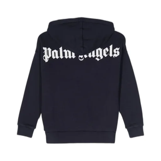 Palm Angels Kids Logo Printed Long Sleeved Hoodie