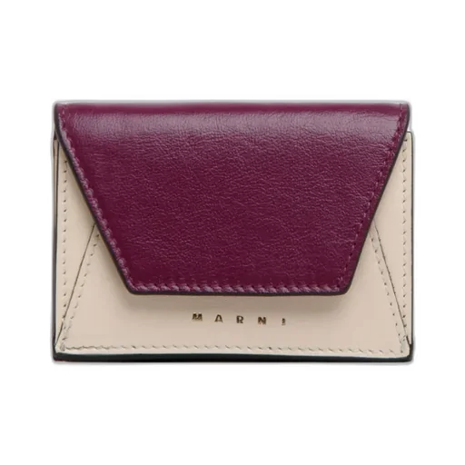 Purple And White Leather Tri-Fold Wallet