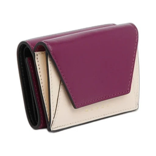 Purple And White Leather Tri-Fold Wallet