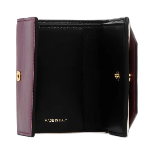 Purple And White Leather Tri-Fold Wallet