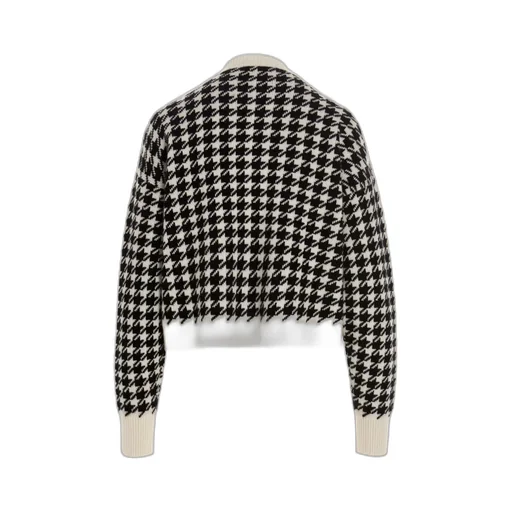 Houndstooth-Knit Cashmere Cardigan