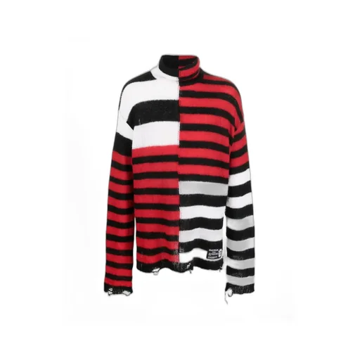 Patchwork Striped Turtleneck