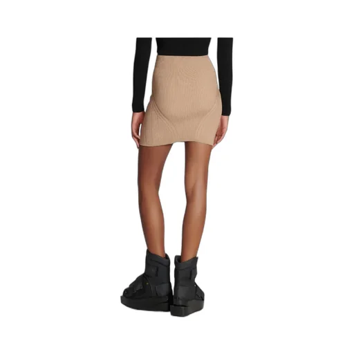 Balmain Buttoned Detailed Ribbed Knit Mini Skirt