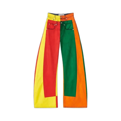Multicolour Patchwork Jeans In Denim