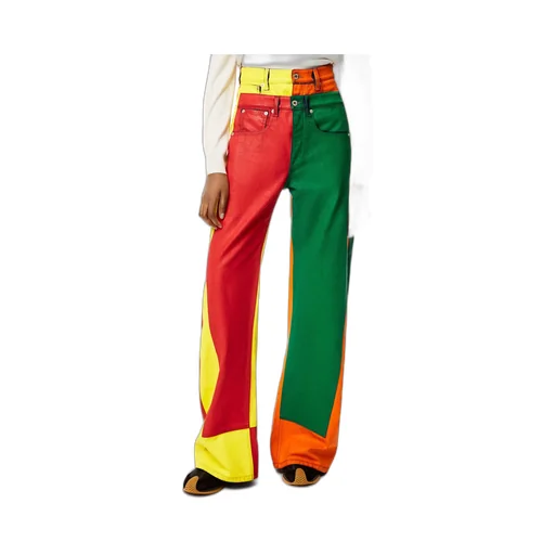 Multicolour Patchwork Jeans In Denim