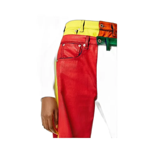 Multicolour Patchwork Jeans In Denim