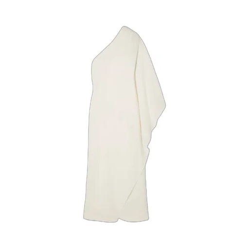 Logo Single Shoulder Pendant Silk Dress