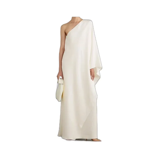 Logo Single Shoulder Pendant Silk Dress