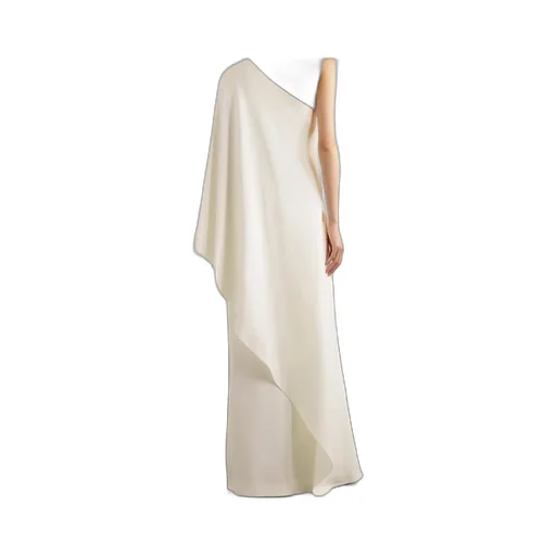 Logo Single Shoulder Pendant Silk Dress