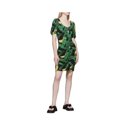Ruched Mesh Mini Dress