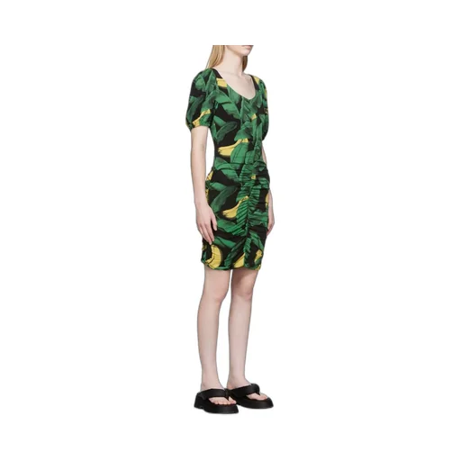 Ruched Mesh Mini Dress
