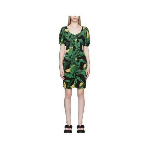 Ruched Mesh Mini Dress