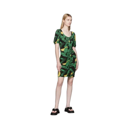 Ruched Mesh Mini Dress