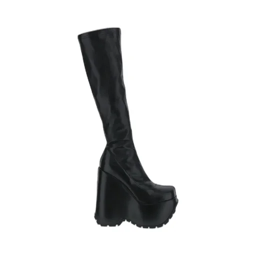 Triplatform Knee-High Leather Boots
