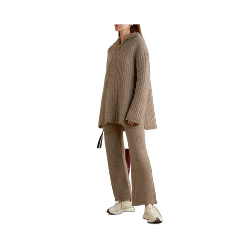 Shad Ribbed Knitted Straight Casual Pants