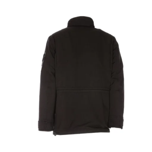 Logo-Patch Funnel Neck Coat