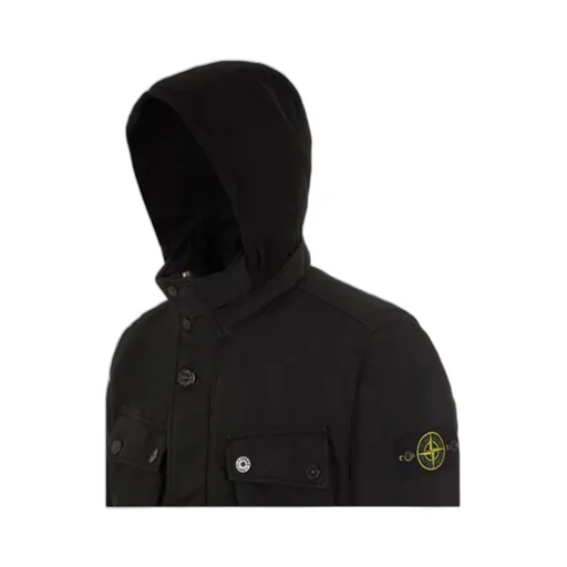 Logo-Patch Funnel Neck Coat