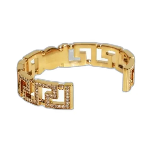 Versace Greca Tribute Medusa Embellished Cuff Bracelet
