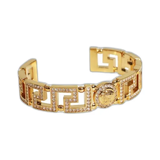 Versace Greca Tribute Medusa Embellished Cuff Bracelet