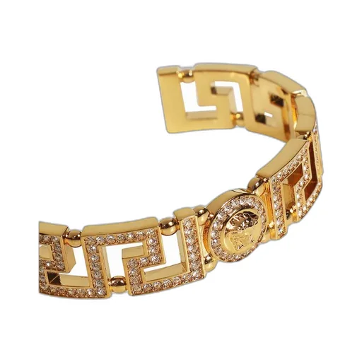 Versace Greca Tribute Medusa Embellished Cuff Bracelet