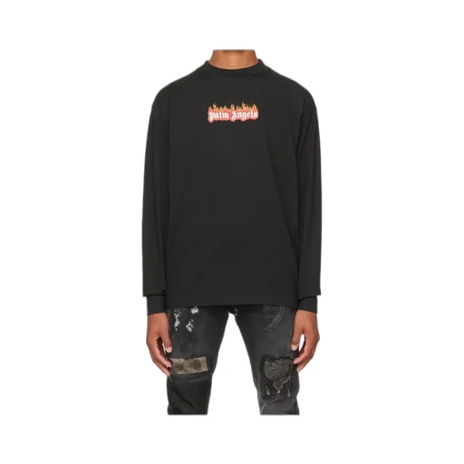 Burning Logo-Print Long-Sleeve T-Shirt