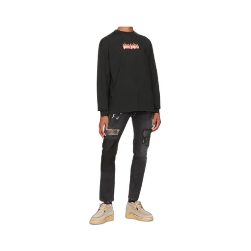 Burning Logo-Print Long-Sleeve T-Shirt
