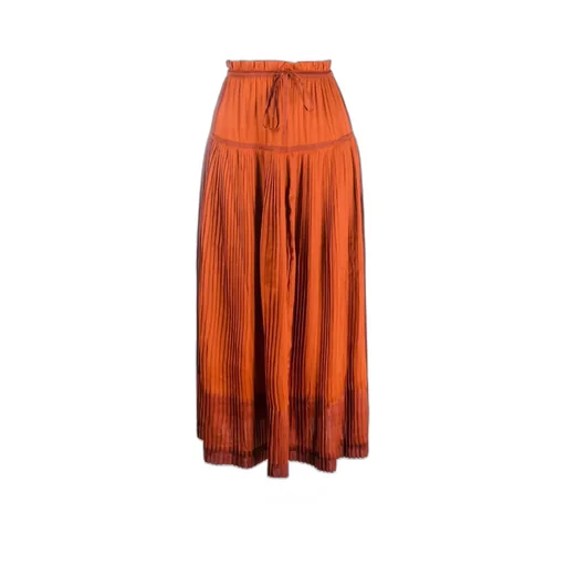 Pleated Drawstring Maxi Skirt