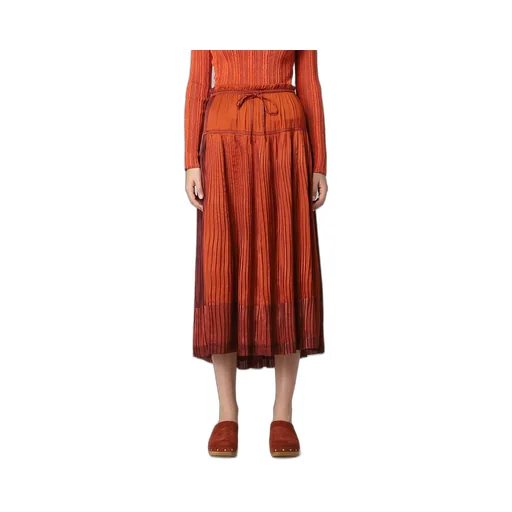 Pleated Drawstring Maxi Skirt