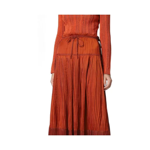 Pleated Drawstring Maxi Skirt