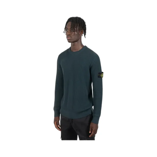 Compass-Patch Ribbed-Knit Jumper