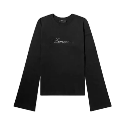 Blumarine Logo Embellished Long-Sleeved Top