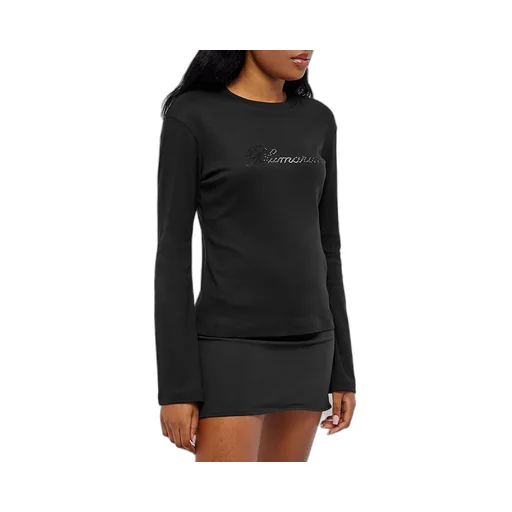 Blumarine Logo Embellished Long-Sleeved Top