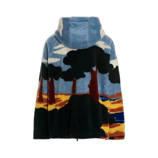 Abstract-Print Hooded Fleece