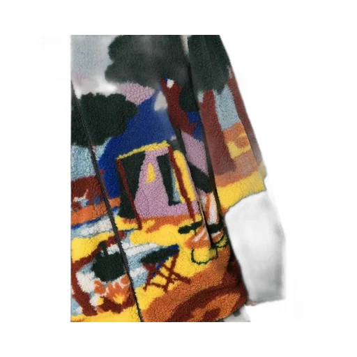 Abstract-Print Hooded Fleece