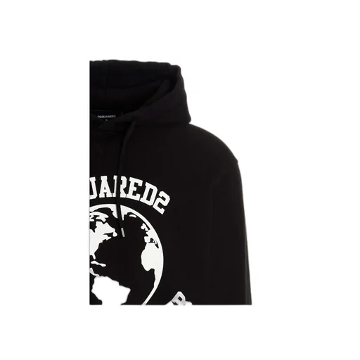 Dsquared2 Globetrotter Logo Printed Drawstring Hoodie