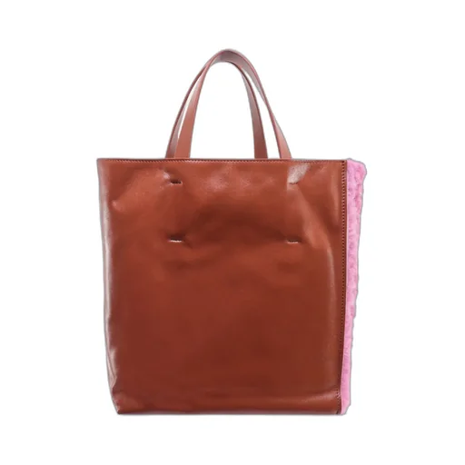 Marni Museo Logo Embroidered Shearling Tote Bag